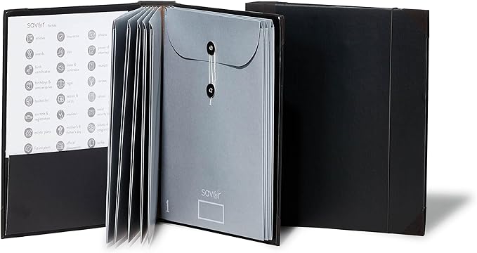 Savor | 2025 Edition The Folio™ Document Organizer | Custom Dyed Cloth-Bound Expanding File for Important Papers, Passports, Birth Certificates & More | Ideal for Home Organization & Graduation Gift