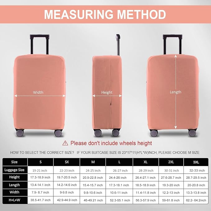 Travel Luggage Cover Suitcase Protector Scratch-Resistant Fit 19-31 Inch Suitcase, Not Included Suitcase (Pink, L(26-27 inch))