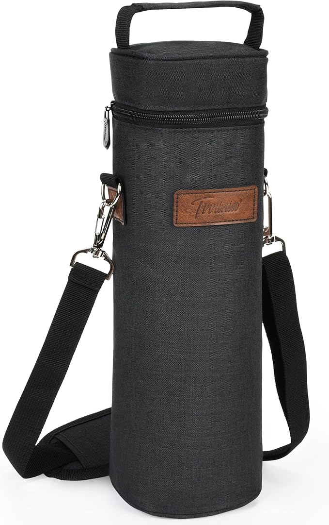 Tirrinia Single Bottle Wine Gift Carrier Bag, Insulated Travel Wine Cooler Tote with Shoulder Strap for Picnic, Party, BYOB Restaurant, Portable One Bottle Wine Chiller Container, Gift for Wine Lovers