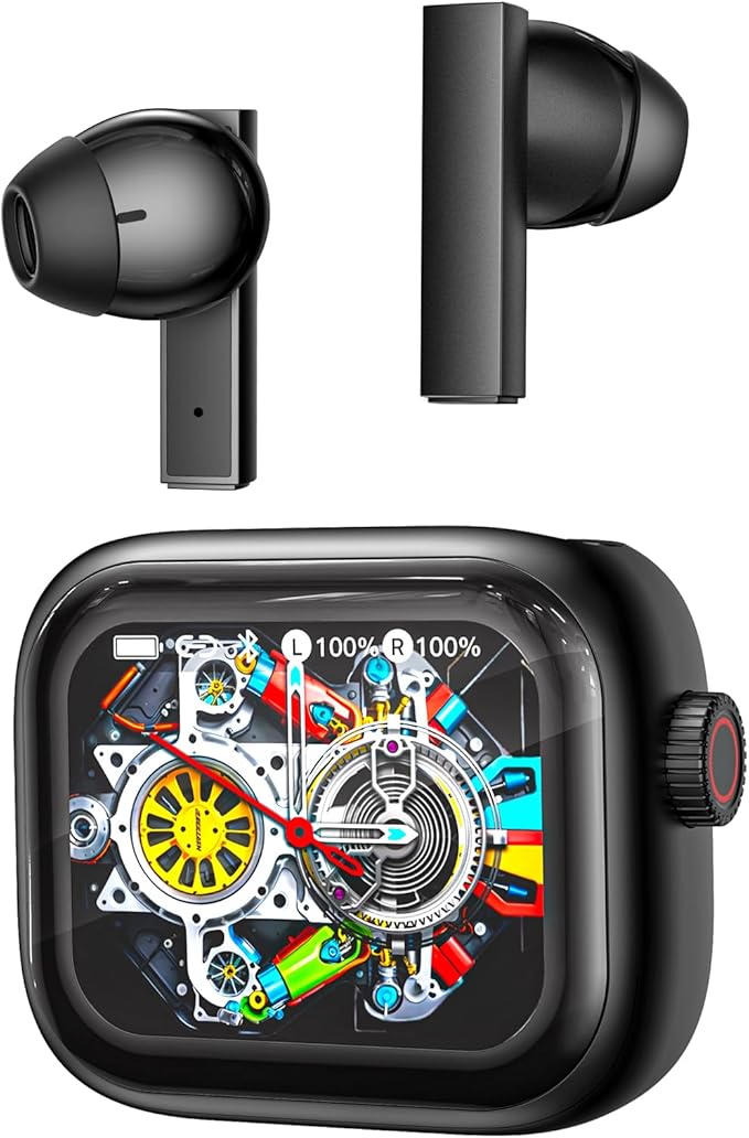 NE40 Earbuds with LCD Screen, NE40 Translation Earbuds, Bluetooth 6.0 Translation Earphone Real Time for 134 Languages, Translator Headphones with 7 Translation fit iOS&Android, Black