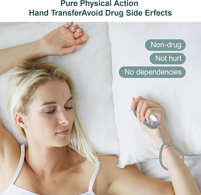 Sleep Aid Device, Micro-Current Sleep Instrument Anxiety Device, Portable Rechargeable Sleep Aid for Anxiety and Insomnia (Silver)
