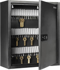 Uniclife 100 Position Slotted Key Cabinet with Combination & Key Lock Resettable Black Digital Security Storage Box Steel Key Organizer with Slotted Racks White Key Tag Labels and Permanent Pen