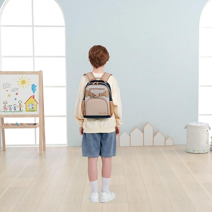 Cute Mini Toddler Backpacks for Boys 2-4 Little Kids Backpack Preschool Bookbag (Brown Gray)