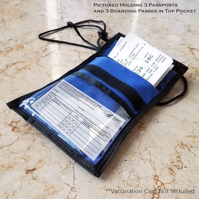 Specialist ID 2 Pack - Travel Passport Wallet - 4 x 3 Display Window - Adjustable Lanyard w/Pen Slots and 3 Pockets for Money, Ticket, Document (Assorted)