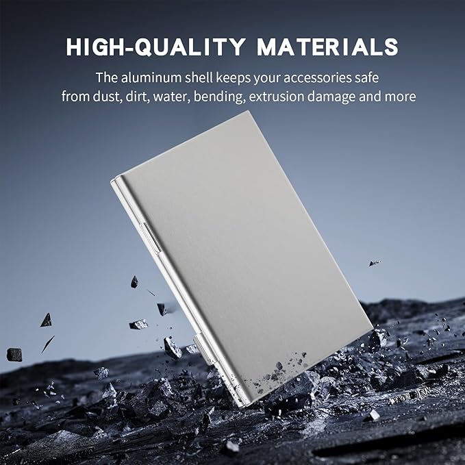 Aluminum SIM Card Case, 24Slots Ultrathin SIM Card Holder, Fit for 24 Micro sim Card, Silver