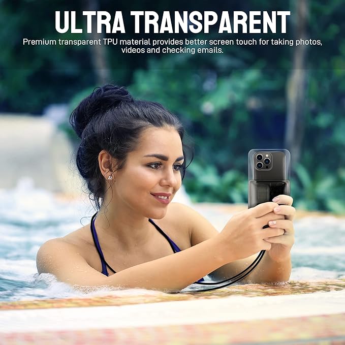 Universal Waterproof Phone Pouch [Double Space] IPX8 Dry Bag with Lanyard for iPhone 16 15 14 13 12 Pro Max XS XR X Galaxy S25 S24 S23 Ultra, Fit All Phones Up to 8'', Gray