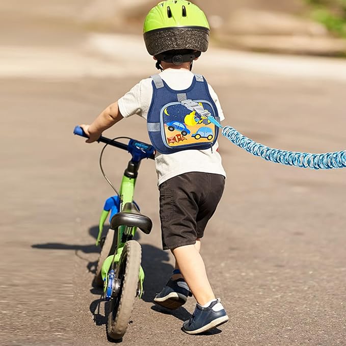 Accmor Toddler Harness Leash + Reflective Anti Lost Wrist Link, Cute Car Kids Harness with Leash, Child Walking Restraint Belt Collapsible Hand Strap Tether Hold Baby Boys Close for Outdoor Travel
