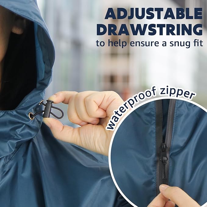 ANYOO Waterproof Rain Poncho Lightweight Reusable Hiking Hooded Coat Jacket for Outdoor Activities
