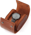 JOYIR Single Watch Roll for Travel | Genuine Leather Watch Pouch Case with Pillow | Portable Protective Sleeve for Men & Women | Ideal Gift for Watch Lovers, Father's Day