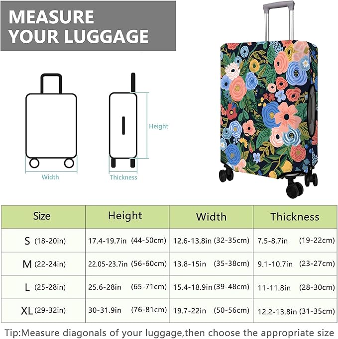 Travel Luggage Cover Suitcase Protector Fits 18-32 Inch Wheel Covers PatternedTravel Related Items Flower Luggage Protector Elastic XL