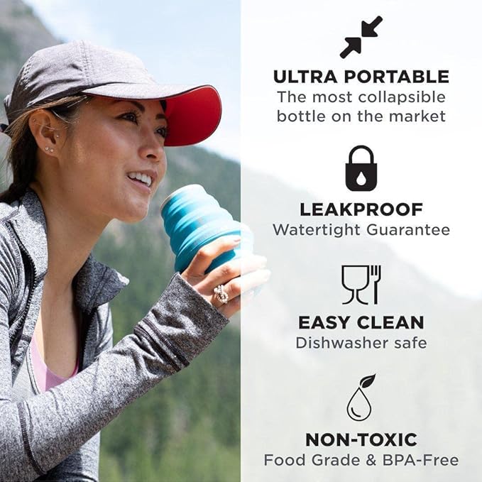 HYDAWAY 25oz Collapsible Water Bottle - BPA-Free, Leakproof, Lightweight, and Space-Saving - Perfect for Hiking, Travel, and All-Day Hydration