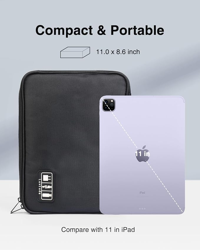 Luxtude Electronics Organizer Travel Case, Cable Organizer Bag, Portable Cord Organizer Travel, Travel Case for Chargers and Cords, Tech Bag, Flying Trip Essentials for Cable Storage/Tech Storage