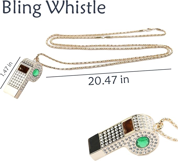 Whistle,Rhinestone Sports Whistle with Keychain for Coach/Referee/Training/Lifeguard/Teachers(Gold)
