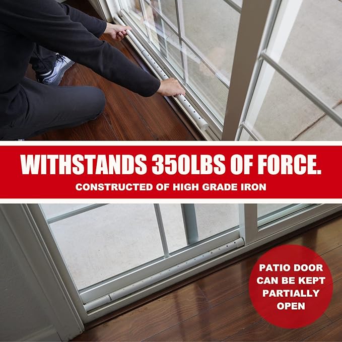 SECURITYMAN Door Security Bar & Sliding Patio Bar - Constructed of High Grade Iron - Great for Apartment Security, Hotel Safety, or Home Protection Door Stoppers