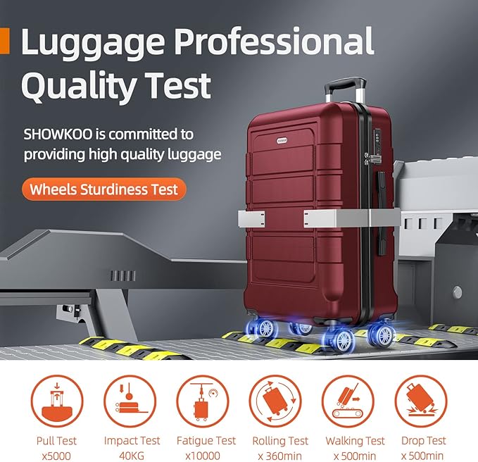 SHOWKOO Luggage Sets Expandable PC+ABS Durable Suitcase Double Wheels TSA Lock Red