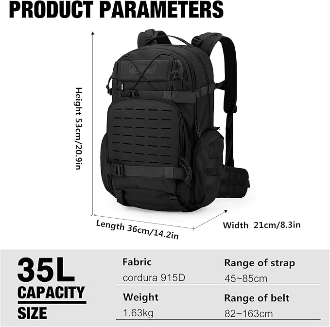 Mardingtop 35L Molle Tactical Military Backpack for Men，Cordura Backpack for Hiking,Camping,Survival