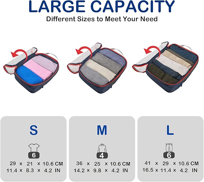 Cipway Mesh Compression Packing Cubes, Ultralight See Through Luggage Organizer Bags, Travel Essentials for Carry on Suitcase（3 Pcs,Blue）
