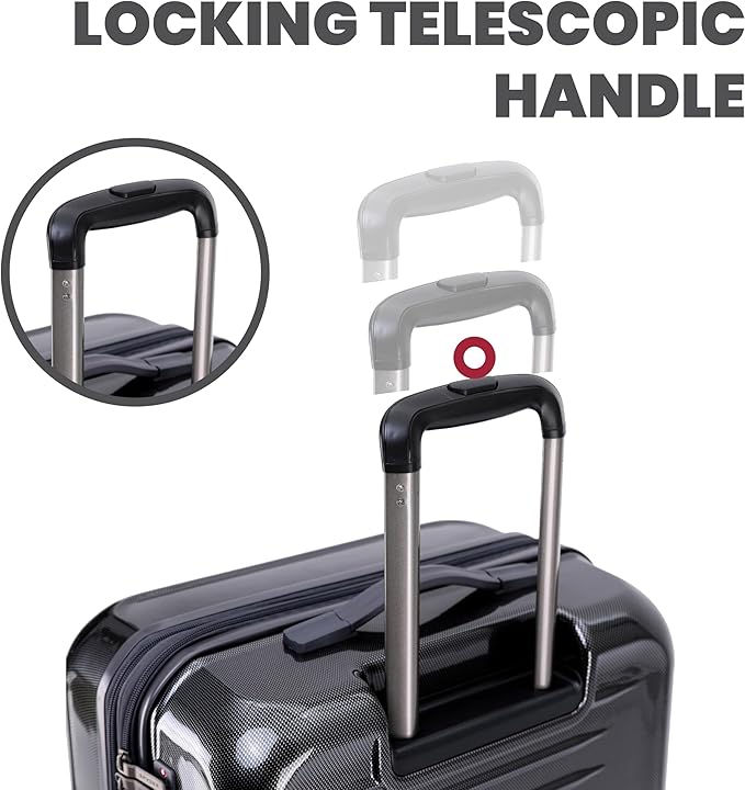Spyder Rails 3 Piece Luggage Set with 360° Spinner Wheels, TSA Approved Lock, (20 Inch Carry On, 25 Inch Medium, 29 Inch Large), Black
