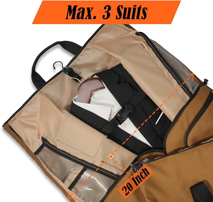 WELKINLAND 48H Garment Duffle Bags For Travel,10-Pockets Carry On Garment Bag, 3 Suit Travel Bags, 62L 2-In-1 Garment Duffel Bag, Convertible Garment bag, Boardable Garment Bag