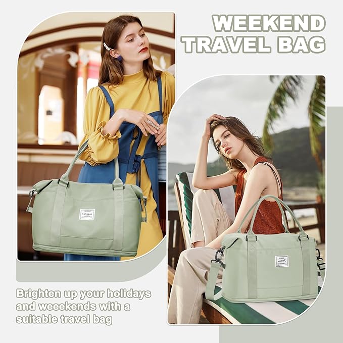 Travel Duffel Bag, Sports Tote Gym Bag, Shoulder Weekender Overnight Bag for Women