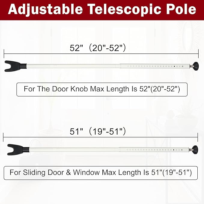 Sliding Door Security Bar, 3 Pack Adjustable Heavy Duty Sliding Door Lock Bar with Removable Y-Head, Non-Slip Base, Length Adjustment Pin for Home, Apartment, Travel (400 Lbs Capacity)