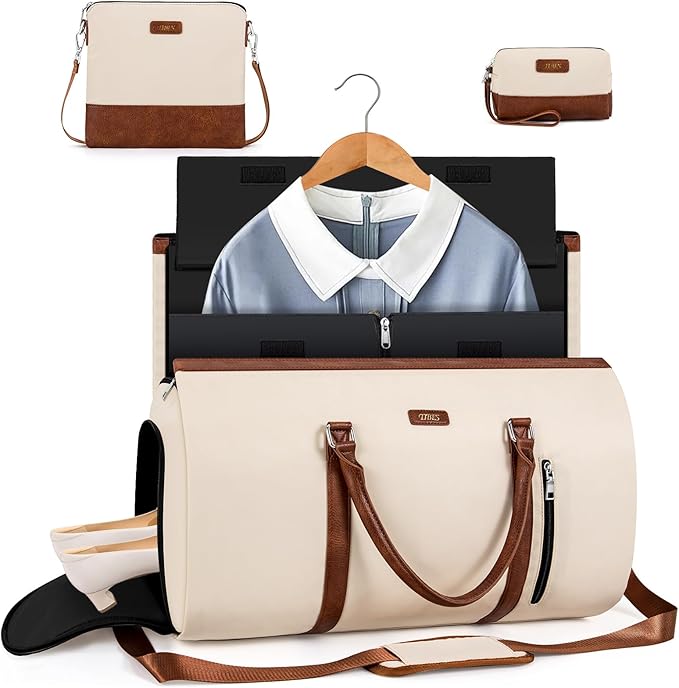 Convertible Garment Duffel Bags for Travel - Carry On Garment Bags With Toiletry Bag Large Weekender Bags for Women Men 2 in 1 Hanging Suitcase Suit Travel Duffel Overnight Bags 4pcs Set