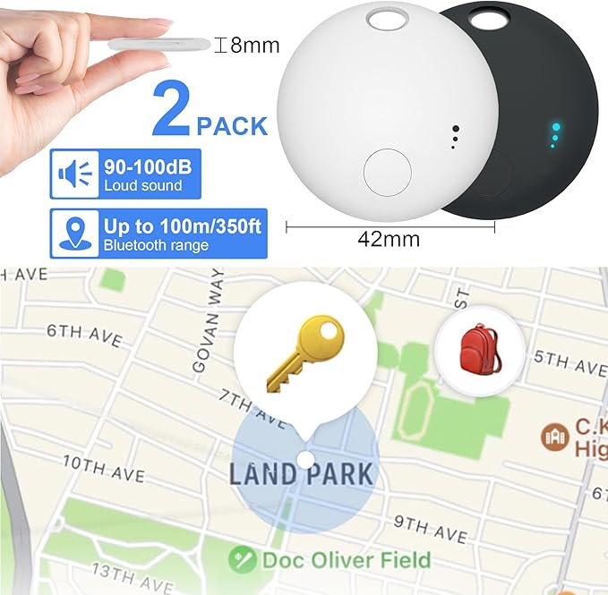 Bluetooth Tracker for Android, 2 Pack Item Finder Work with Google Find My Device App, Keys Finder and Item Locator for Keys Wallet Bags Pets ONLY Android, Smart Tracking Tag for Luggage, Backpack