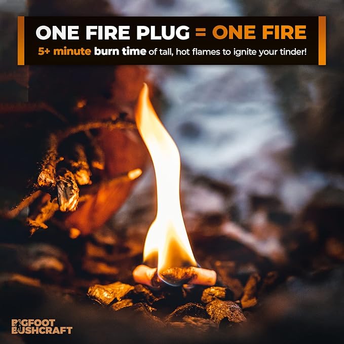 Non-Toxic Waterproof Fire Starters with 5+ Minute Burn for Emergencies, Survival, Campfires, Fire Pits, Grills - Made in The USA - 50 Pack
