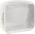 KOTORA TSA Approved Toiletry Bag with Mini Clear Makeup Bag Travel Size Beach Pool Bag Car Accessories for Women Her (2White)