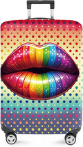 ANNA QUEEN Pop Art Rainbow Lips Luggage Cover, Colorful Suitcase Protector with Bold Lip Design, Stretchable, Washable Travel Cover for 32-34 Inch Luggage, Fun & Fashionable Style