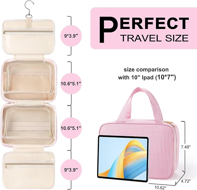 TOPEAST Bridesmaid Proposal Gifts - Bridal Shower Gifts, Hanging Toiletry Bag for Women, Personalized Travel Gifts for Women, Monogrammed Initial Tolietry Pouch Makeup Bag - Letter B, Purple