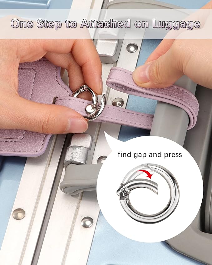 Teskyer Luggage Tags, 3 Pack Premium PU Leather Luggage Tags for Suitcases, Privacy Protection Travel Bag Tags, Lichee Lilac