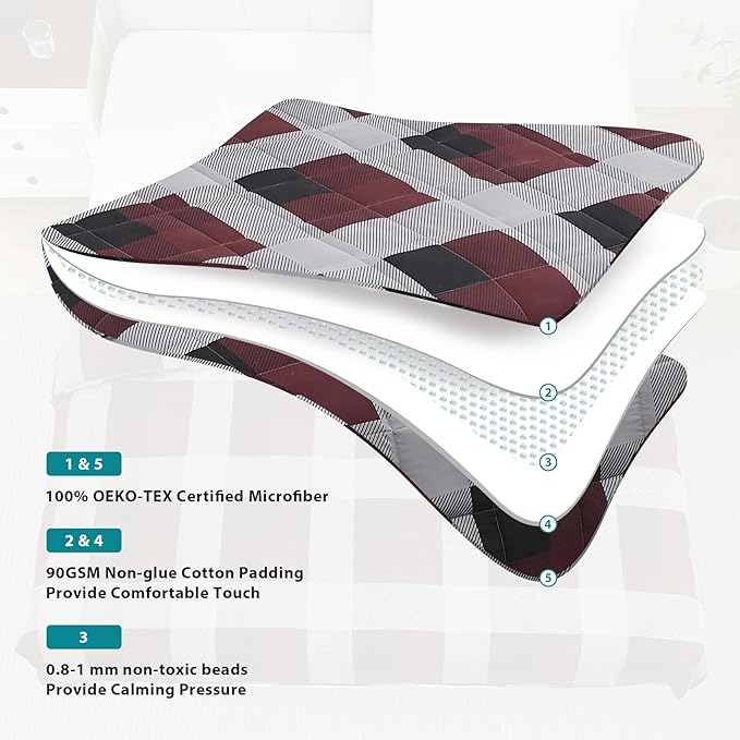 L'AGRATY Weighted Blanket - 48"x72" 15lbs Cooling Breathable Heavy Blanket Microfiber Material with Glass Beads for Adult All-Season Summer Fall Winter Soft Thick Comfort
