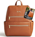 Itzy Ritzy Eras Diaper Bag Backpack – Large Capacity Backpack Diaper Bag Featuring Sleek Design, 15 Pockets, Changing Pad, Stroller Straps, and Luggage Sleeve (Cognac)