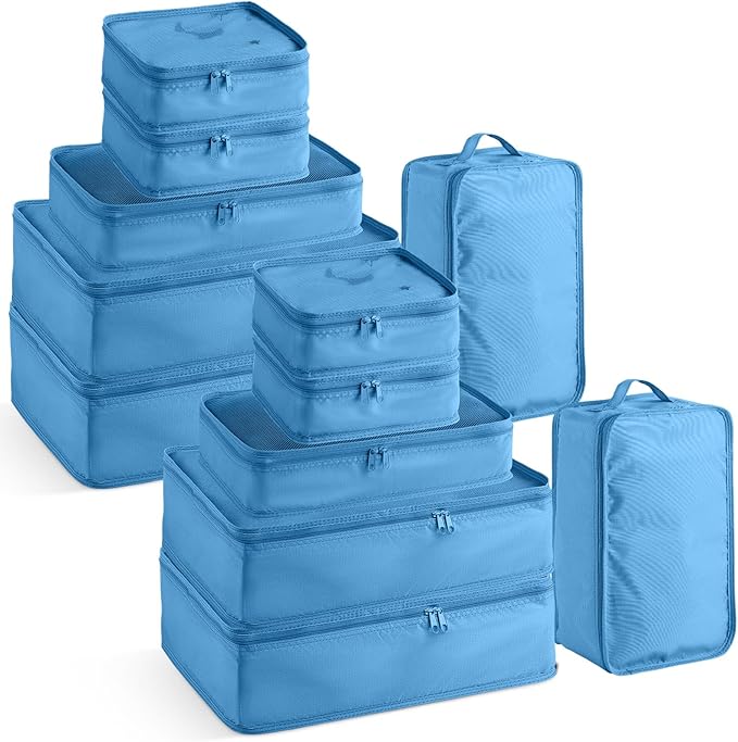 Reginary 6 Set Travel Packing Cubes Luggage Organizer Set Lightweight Suitcase with Shoe Bag for Clothes Toiletries