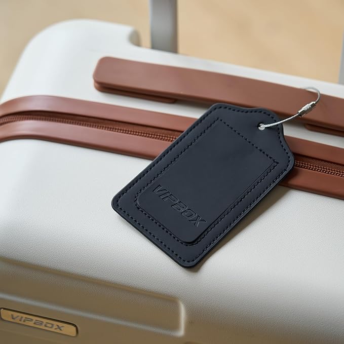 Luggage Labels Premium Travel Suitcase Tags for Baggage Easy to Write Waterproof with Name ID Card for Man Women (Black)