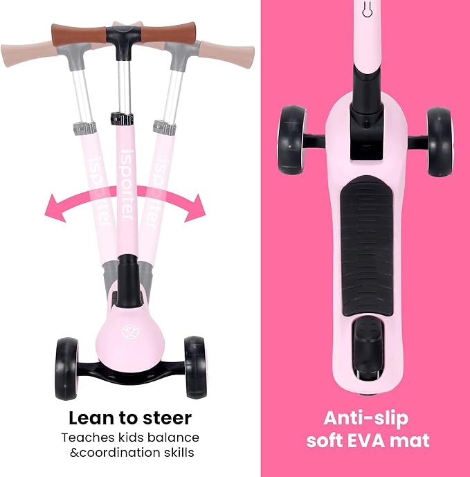iSporter Luggage Scooter for Kids Ages 2-5 | Ride-On Suitcase Scooters for Boys Girls | Foldable & Height Adjustable, 110lbs Max