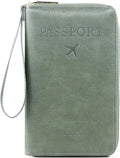 Rowgins Rfid Blocking Passport Holder Wallet, Rowgins Rfid Passport Holder with Zipper, PU Leather PassportHolder for Travel (GREEN)