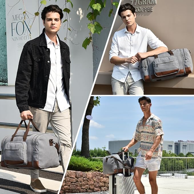 Dimayar Expandable Duffle Bag for Men, 50L Large-Capacity Weekender, Water-Resistant Mens Duffle Bags for Traveling, Lightweight & Durable Overnight Carry-On, Versatile Gym and Travel Bag