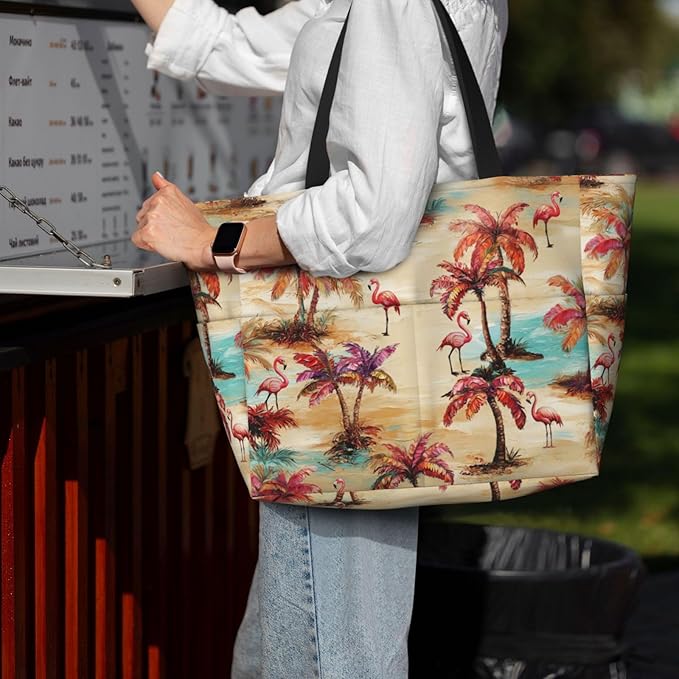 Beach Bag for Women Beach Tote Bag Waterproof Sandproof Large Bags with Zipper Big Capacity for Vacation Travel