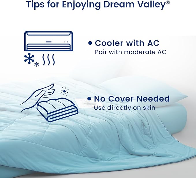 Dream Valley® Outlast® Deepsleep Cooling Comforter, Twin Size, NASA-Grade Space Technology Cooling Blanket for Hot Sleepers Night Sweats, Q-Max > 0.45 Aerocool™ Breathable, Dream Blue, 68"x90"