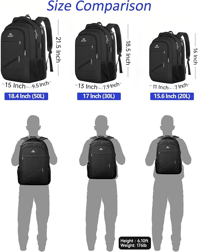 MATEIN School Laptop Backpack, Large TSA Friendly College Computer Bookbag with Laptop Compartment Fits 17 Inch Notebook, Water Resistant Work Travel Backpack, Graduation Gifts for Men Women