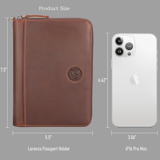STAR VISTA Lorenzo Full Grain Leather Family Passport Wallet for 4, Large Travel Document Organizer for Exquisite Voyagers, Multi-Currency Compartments, RFID Blocking, AirTag Track, Espresso Brown