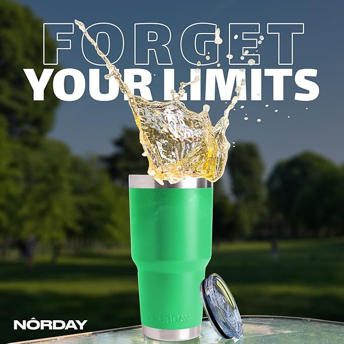 NORDAY | Tumbler with Lid - 30oz - Green Insulated Tumbler - Stainless Steel Tumblers - Double Wall Vacuum Insulated Travel Coffee Mug for Car Cup Holder - Keeps Temperature for 24hr - Anti Spill Lid