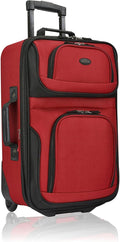 U.S. Traveler Lightweight Rolling 20" Carry On Luggage Softside Suitcase, Red, 2 Wheel Single