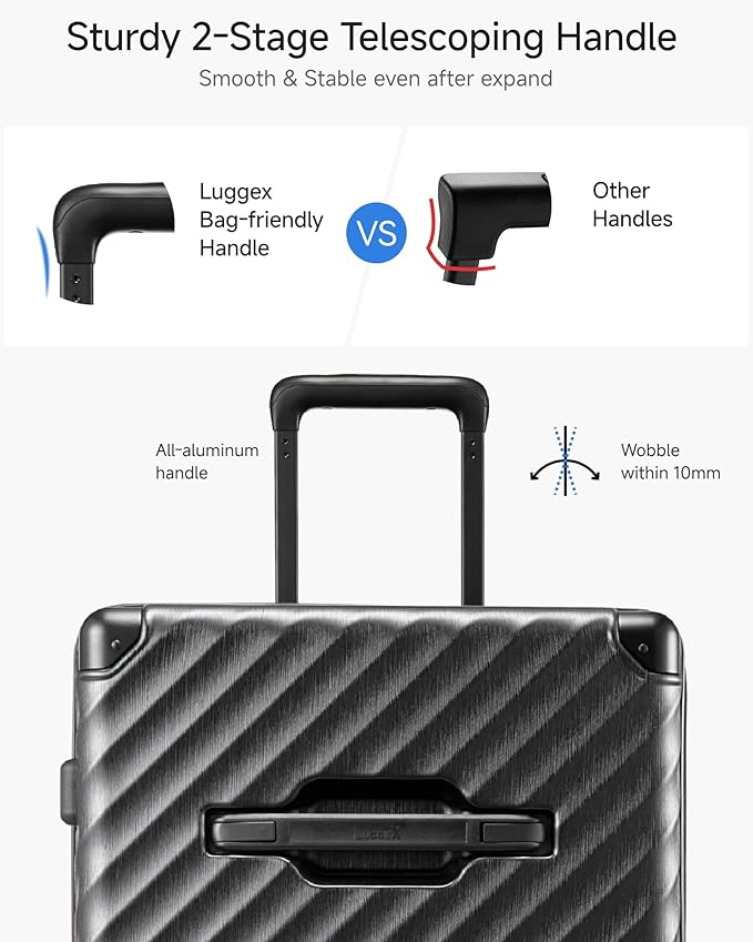 Trunk Luggage, Expandable PC Hard Shell Large Checked 28 Inch Suitcase with Shock - Absorbing Wheels & TSA Lock, Black, 91L - 105L