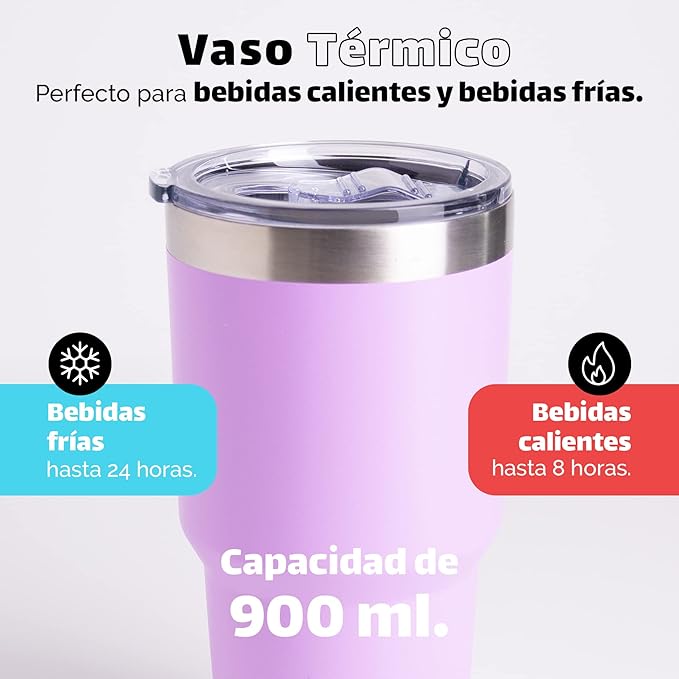 NORDAY | Tumbler with Lid - 30oz - Light Purple Insulated Tumbler - Stainless Steel Tumblers - Double Wall Insulated Travel Coffee Mug for Car Cup Holder - Keeps Temperature for 24hr - Anti Spill Lid