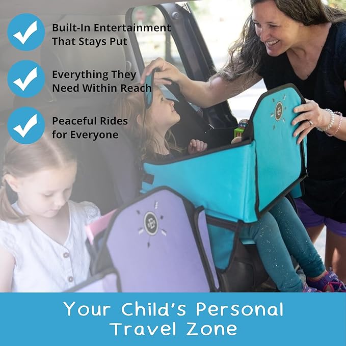 Kids Travel Tray for Car Seat- Purple- The Essential Travel Lap Desk with Removable Tablet Holder, Built-In Storage, and Stabilized Panels, Must Have Car Tray for Kids on Road Trips