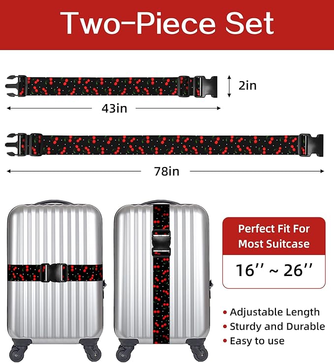 Luggage Straps for Suitcases Travel Belt Luggage Band Heavy Duty Traveling Luggage Identifier Cute Women Girls Unique Accesory,