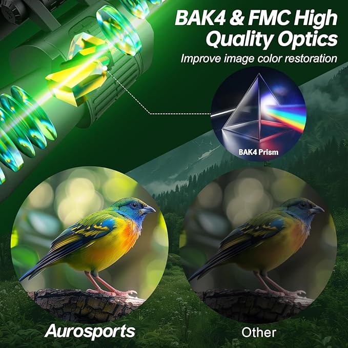 20x70 Binoculars for Adults High Powered - Aurosports HD Binoculars with Clear Low Light Vision - BAK4 Prism Large View for Bird Watching Hunting Travel Outdoor Sports Cruise